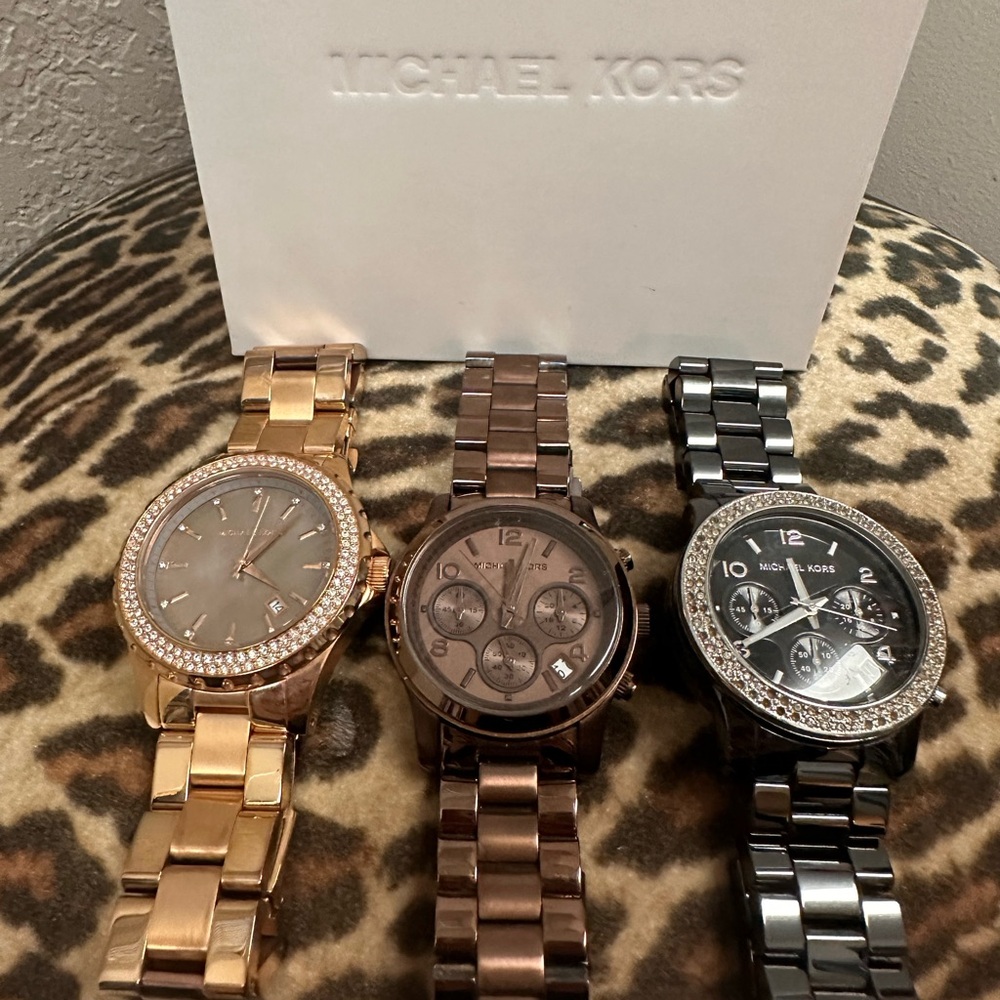 Michael Kors Tri-Tone Watch Set with Crystal Accents